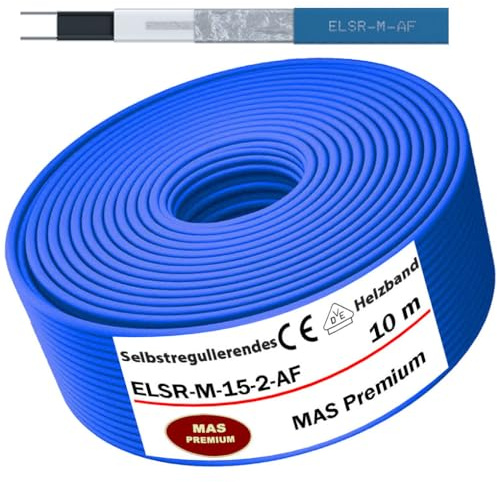 Câble chauffant pour tuyauterie Auto-régulant ELTHERM ELSR-M-15-2-AF 5–100m Câble chauffant pour conduites d’eau, chauffage de gouttière, protection contre le gel jusqu’à 65°C 230V (10m)