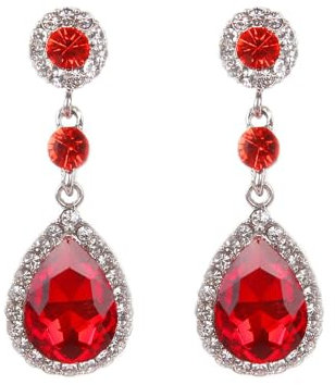 FDEETY Ohrringe Wassertropfen Teardrop Kristall für Damen Hypoallergen Hängende mit Tropfenschliff Edelsteine Zirkonia Ohrringe Lange Baumelnde Ohrstecker Hochzeit Partei Abschlussball(Rot)