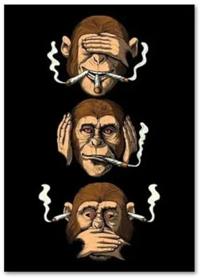 BIEMBI Lustige und lustige Poster und Drucke mit drei Affen, modernes Tier-Leinwandgemälde, Wandkunst, Bild für Wohnzimmer, Heimdekoration, 30 x 50 cm, rahmenlos