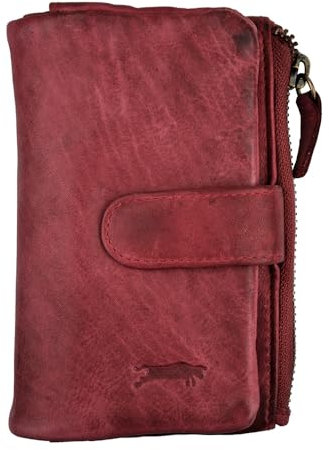 Zakatte • VEN-Tomy • Damen Geldbörse aus Leder Handgefertigt Brieftaschen Portemonnaie VT912 (Rot)
