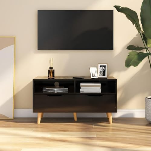 CKioict Meuble TV DVD - Meuble TV - Noir brillant - 90 x 40 x 48,5 cm - Matériau du bois - Pour salon, salle de jeux