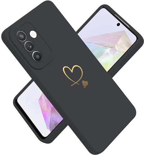 Paitech Coque Samsung A35 5G avec Protection Caméra, Etui Housse de Haute Qualité TPU Silicone Mince Souple Anti-Rayures Antichoc Case pour Samsung Galaxy A35 5G avec Coeur d'amour Lovely, Noir