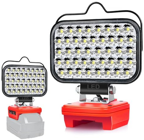 Lampe Led Rechargeable Pour Batterie Milwaukee 18V,80W Baladeuse Lampe de Chantier Alimenté Par Pile, Projecteur Led Rechargeable avec Charge Type C & USB (Sans Batterie)