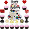 31 Stück Casino Tortendeko Geburtstag Glitter Casino Cupcake Toppers Poker Herz Glücksspiel Muffin Dekoration Las Vegas Casino Nacht Thema Party Casino Nacht Geburtstag Kuchendeko