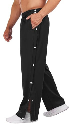 PINSPARK Jogginghose Herren Trainingshose seitlich zu öffnen Lang Laufhose mit Taschen Basketball Hose Freizeithose Pures Schwarz XXL