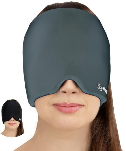 Hey Nature Migräne Maske, kühlende Schlafmaske - schnelle, natürliche Hilfe bei Migräne, Kopfschmerzen, Sinusitis, Ohrenschmerzen & geschwollenen Augen. Kalt & warm anwendbar. Kühlpads für den Kopf.