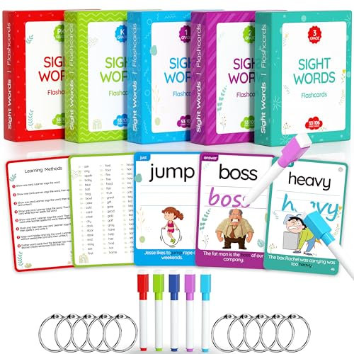 WJPC 275 Cards, 530PCS High Frequency Sight Words Flash Cards With Pictures, Sentences, for (Pre-Kindergarten, 1st, 2nd, 3rd 4th Grade, 4,5,6,7,8,9,10,11 Years Ages Kids Preschool, Homeschool