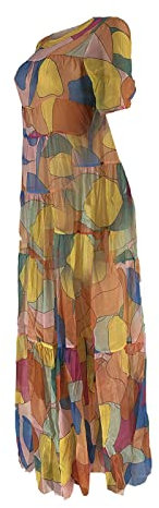 Generisch Estate Dresses Estate Temperamento Pendolare Vita Media Abiti Bellezza Retro Temperamento Maniche Lunghe Tinta Unita Tubo Top Manica Abiti Viola Vestiti, Colore: arancione., XL