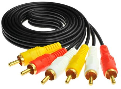 Câble RCA, Câble Composite Audio Vidéo 3 RCA, Câble AV Plaqué or, pour TV, Magnétoscope, DVD, Satellite, Récepteurs de Cinéma Maison - 1,5 m