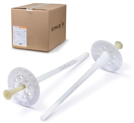 STRÜBER Dämmstoffdübel mit Kunststoffnagel für WDVS, Ø 8x275mm, 100 Stück | Tellerdübel, Schlagdübel aus Nylon, Thermodübel für Styropor, EPS, Fassadendämmung, Wärmedämmung, ETA Zulassung