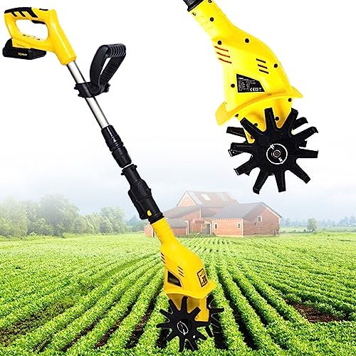 Motozappa elettrica – Coltivatore per terreno da giardino – Larghezza di lavoro 10 cm, profondità di lavorazione 17 cm, 10 lame in acciaio, pulsante del freno, telaio pieghevole