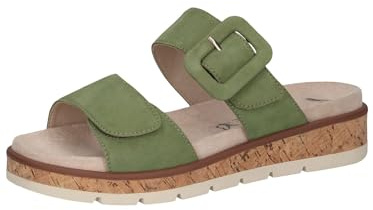 CAPRICE Damen Pantoletten aus Leder mit Schließe, Grün (Green Suede), 38 EU