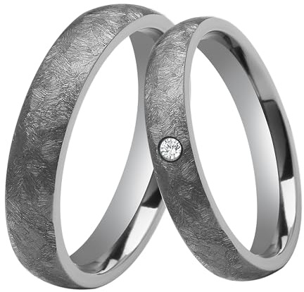 DOOSTI Trauring/Partnerring MOMENTS Tantal 999 - Bicolor mit Moissanite Stein - Damen und Herren Variante mit Gratis Gravur (Ring mit Stein, 56)