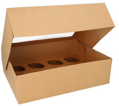 25 Cupcake-Kartons eckig 10 cm x 35 cm x 27 cm mit Sichtfenster aus PLA