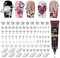 EBANKU 100 Stück 3D Nagel Charms, Nail Art Charms Set Y2K Gemischter Stil Stern Herz Planet Kreuz Nail Charms mit 15g Nagel Strass Kleber für Nagel Dekoration(10 Stile)