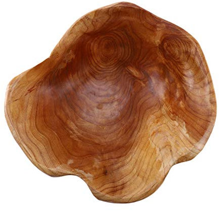 ZGNGLIZ Ensaladera de madera, cuenco decorativo de madera, cuenco de madera natural hecho a mano, cuenco irregular para servir frutas, ensaladas, dulces y aperitivos (24-29 cm)
