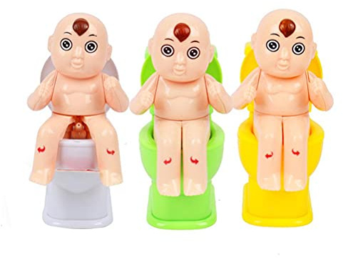NOENNULL Cute Child Spray Water Toilet Toy, ABS Material, Improve Hand Eye Coordination, Ability and Concentration, Suitable for Family Fun, Tricky Little Toilet Toys, for Endless (Black)