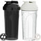 PZMLOASN 2 Stück Protein Shaker bottle 700ml - Auslaufsicherer Schraubdeckel - BPA-frei, aus babyflaschentauglichem Material, für Damen und Herren (Schwarz+Weiß)