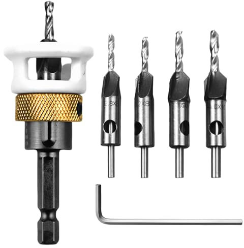 Juego de 6 brocas avellanadas para madera, brocas con avellanador, juego de avellanadores cónicos de metal Hss, avellanador con tope de profundidad, juego de brocas avellanadas para madera, juego de