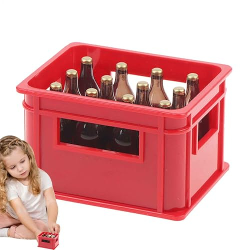 Botellas de cerveza en miniatura Box - Pequeñas botellas de vino Set | Propti de en miniatura para hombres, decoración realista para barras de jardín, accesorios de pub para muñecas