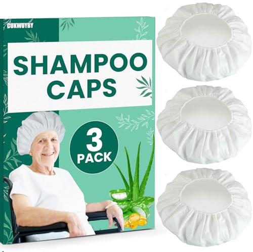 CUKWUYBY 3 Pack Shampoo Caps No Rinse Waterless Shampoo Caps Hair Wash Caps Shampoo and Condition Cap for Bedridden Patients, Elderly, Adults