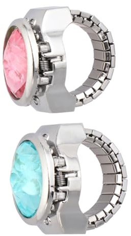 BESPORTBLE 2stücke Clamshell-fingeruhren Mit Hochklappbarer Abdeckung Quarz-ringuhren Fingerringuhren Ringuhren