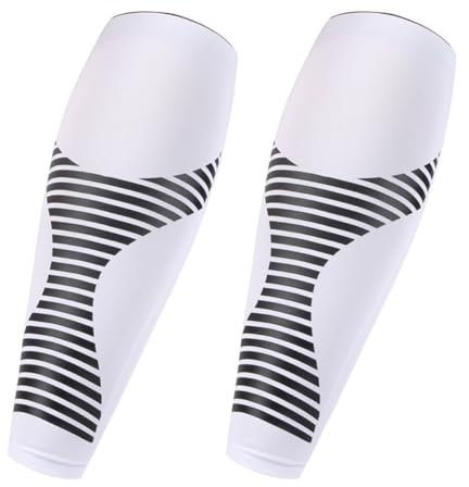 AUXDIQ 1 Paire Manchon Compression Mollet Femme Homme Chaussettes de Contention Manchon de Compression Mollets Support de Mollets Blanc