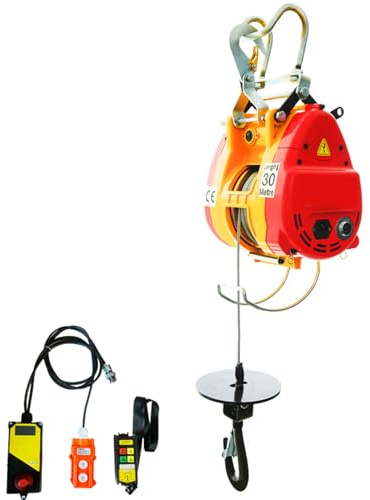 CCKUYT 230 kg/507 lbs elektrischer Hebekran mit 30 m Seil und kabelgebundener Fernbedienung, tragbare Hebewinde, Fernbedienung, automatischer Hebevorgang, 250 kg 30 m
