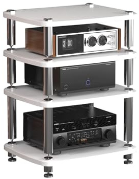 AV Media Stand HiFi Rack Wooden Audio Tower CD Turntable Stereo Component Cabinet Corner Shelf for TV & Gaming Consoles Device Rack Home Compatible