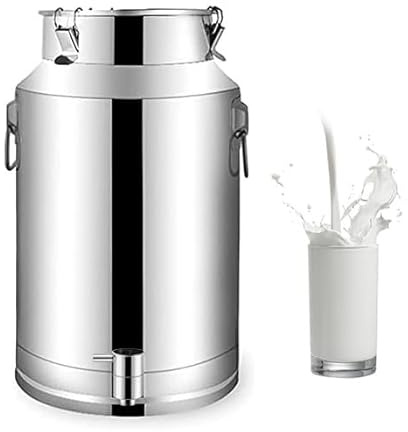 YLKJCE Edelstahleimer Mit Deckel 10L Milcheimer Edelstahl Mit Deckel Luftdichtes Milchkännchen Milch Barrel Farm Milk Transport Can Hahn Milk Jug Pitcher(Capacity,5liter)