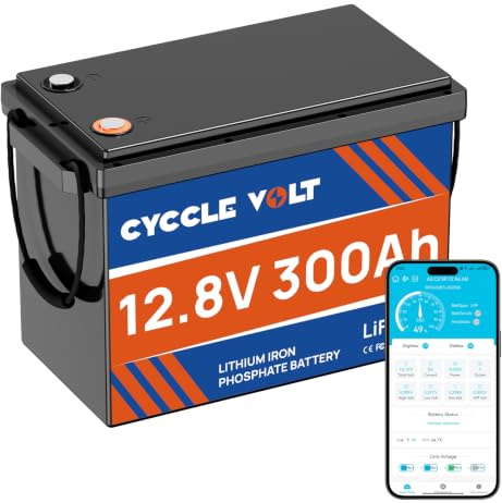 CYCCLEVOLT Batterie Lithium 12V 300Ah LiFePO4 Bluetooth, 3840Wh Batterie lifepo4 avec 200A BMS Protection Basse température, Max. 15000 Cycles, 12V pour Camping-Car,Panneau Solaire, Bateaux