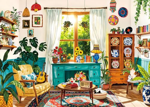 Puzzles 1000 Pieces for Adults jigsaw puzzles for adults-Sunny Living Room-1000 Piece Puzzle Classic Educational Games Beautiful Decoration Puzzle