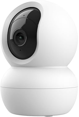 Trust SMARTCAM-2800 Telecamera Wifi Interno 360° con Visione Notturna | Sirena e Microfono Integrati, Rilevamento Umano, Videocamera Sorveglianza con App, Casa Intelligente, Bianco