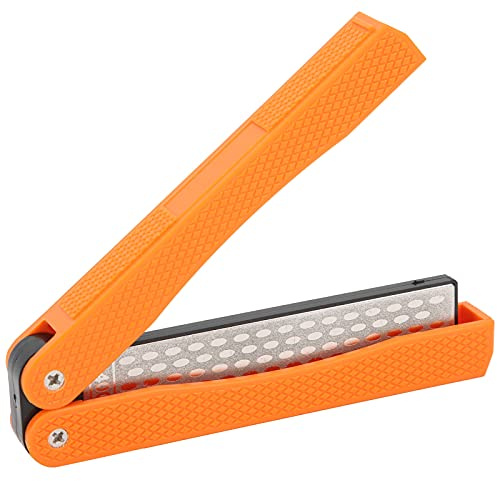 Affilacoltelli pieghevole Mtlavishness, strumento per smerigliatrice per affilare la cucina con lama a doppio lato a forma di ventaglio (Arancia)