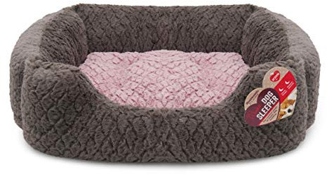 Rosewood Grey & Pink Square Dog Bed, Large