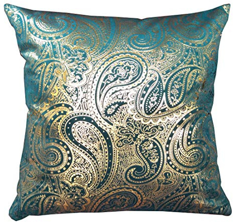 ZUODU 1 Piece Gold Stamping Green Velvet Decorative Cushion Cover Velvet Square Cushion Cover 18x18 Inch 45x45cm