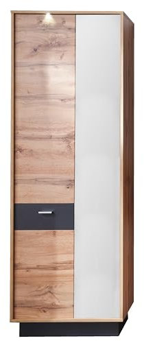 trendteam smart living - Coast - Garderobenschrank - Eiche/Grau - moderner Kleiderschrank auf grauem Sockel - (BxHxT) 69 x 191 x 35 cm - Schrank mit integrierter LED-Beleuchtung - Kleiderstange