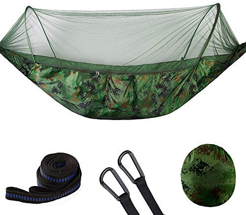 DAIHAN Hamac Léger De Camping avec Moustiquaire Hamac Suspendu Portable avec Cordes et Mousqueton pour Voyage Camping Camouflage S