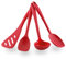 Kochblume Küchenhelfer-Set - Design-Schlitzwender L & Soßenlöffel L & Schöpfkelle L & Flexlöffel L 4er Set | Premium-Silikon | Hitzbeständig | Spülmaschinenfest | Farbe: rot