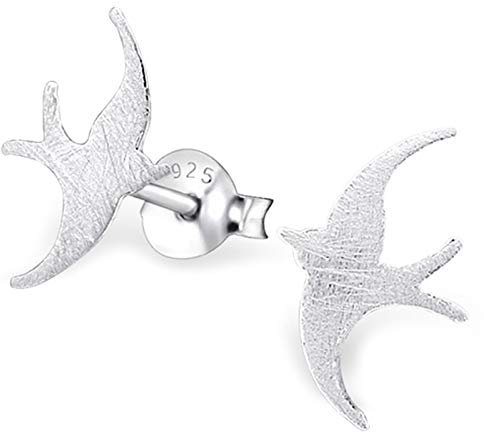 Monkimau Damen Ohrringe Vogel Schwalbe Ohrstecker aus 925 Sterling Silver Silber