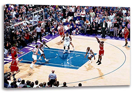 Michael Jordan's Final Shot in The 98 Finals Leinwand-Kunstdruck, Wandbild, für Wohnzimmer, Fan, Geschenk (80 x 120 cm ungerahmt)