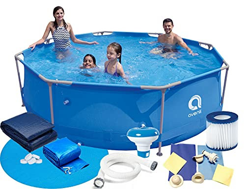 Avenlur Piscina sobre el suelo de acero inoxidable, 10 pies, con fácil instalación (solo piscina)