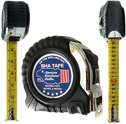 American Directional Driller® 40 Foot Tape Measure Wide Blade Engineer Scale, Imperial Inch/Foot, Metric Bottom Hole Assembly BHA Tape Directional Drilling Tape Measure Class II