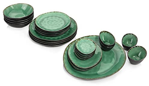 Sänger | Kombiservice Palm Beach aus Steingut, 23-teiliges Geschirrset für 4 Personen, Einzigartiges Vintage Design | PREMIUM COLLECTION