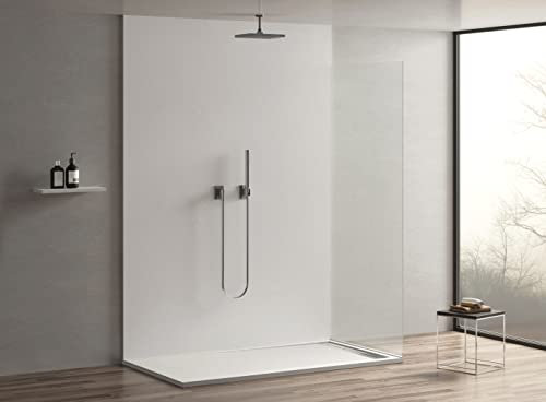 PIATTO DOCCIA 140X80 CM IN PIETRA NATURALE ESOLUTION SERIE J IN MARMORESINA EFFETTO PIETRA ARDESIA DIVERSI COLORI BIANCO NERO GRIGIO BEIGE 140X80 CM (BIANCO)