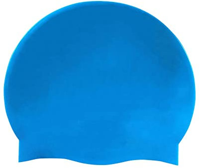 HYCOPROT Bonnet de Bain pour Enfants 100% Silicone pour garçons et Filles, Bonnet de Bain Confortable et élastique imperméable, Bonnet de Bain élastique pour Cheveux Longs et Courts (Bleu lac)
