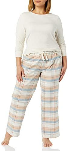Amazon Essentials Femme Pyjama avec Pantalon Léger en Flanelle et T-Shirt à Manches Longues