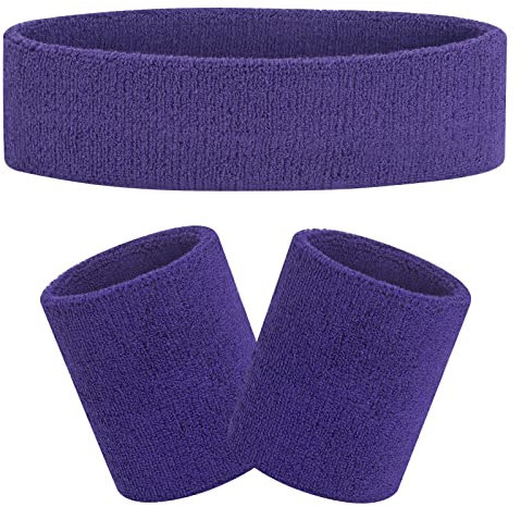 FACATH Gestreiftes Schweißband-Set Sport-Stirnband-Armband-Set Frottee-Armband Sportübungs-Basketball-Armband-Stirnbänder