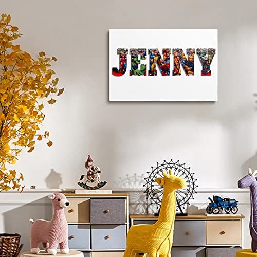 sky art Personalisierter Superhelden-Kindername, Kunstdruck, Poster, Superhelden-Leinwandgemälde, Wandkunst, Anime-Held, Raumdekoration, 60 x 90 cm, Schlafzimmer