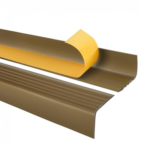 Quest Treppenkantenprofil Selbstklebend PVC Kunststoff Treppen-Kantenschutz 50x42mm, Messing, 180cm